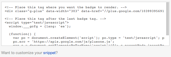 Socializa tu Pagina Web Botones, plugins y widgets oficiales de Google plus plugin badge codigo