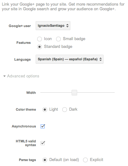 Socializa tu Pagina Web Botones, plugins y widgets oficiales de Google plus plugin badge